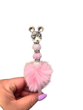 AB INKS HANDMADE EXPRESSIONS Handmade Pink Crystal Pom Pen